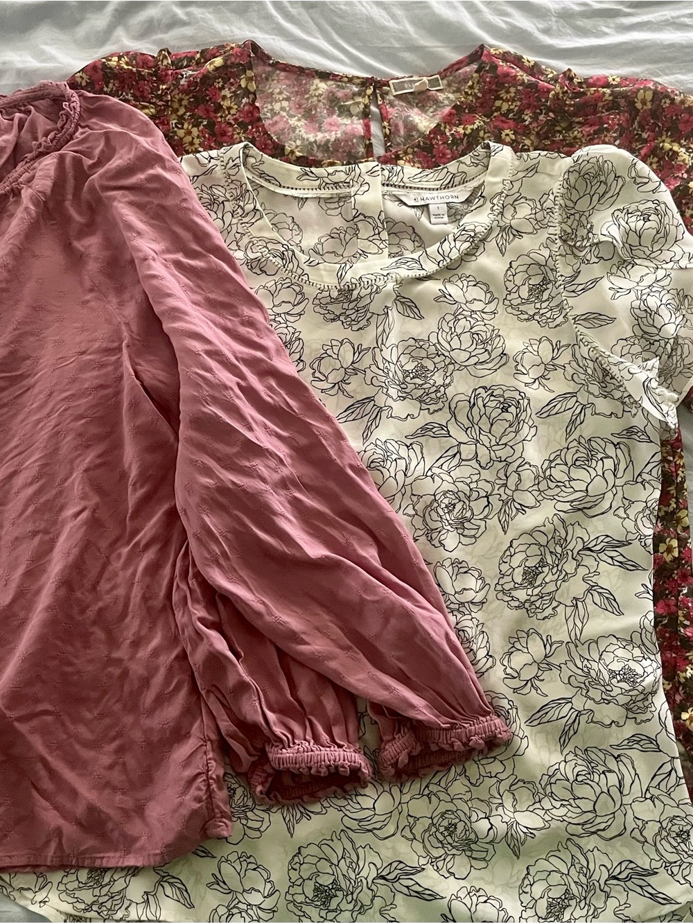 Lot of Floral & Dusty Rose Blouses- Large